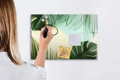 Tablă magnetică cu ștergere uscată cu model frunze de monstera