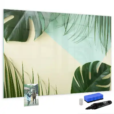 Tablă magnetică cu ștergere uscată cu model frunze de monstera