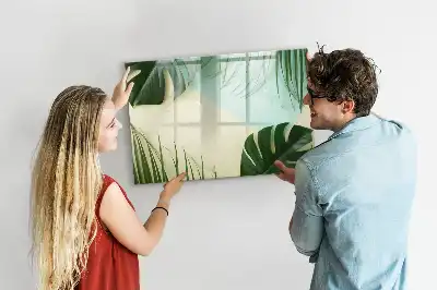 Tablă magnetică cu ștergere uscată cu model frunze de monstera