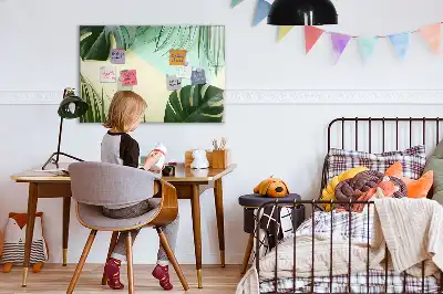 Tablă magnetică cu ștergere uscată cu model frunze de monstera