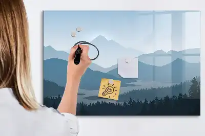 Tablă magnetică cu ștergere uscată cu peisaj montan