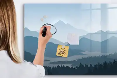 Tablă magnetică cu ștergere uscată cu peisaj montan