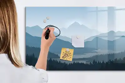 Tablă magnetică cu ștergere uscată cu peisaj montan