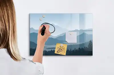 Tablă magnetică cu ștergere uscată cu peisaj montan