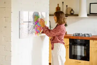 Tablă magnetică cu ștergere uscată cu design Abstracția creierului