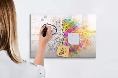 Tablă magnetică cu ștergere uscată cu design Abstracția creierului