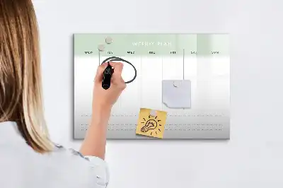 Tablă magnetică cu ștergere uscată planificator săptămânal