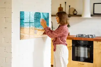 Tablă magnetică cu ștergere uscată cu model plajă marină și oameni