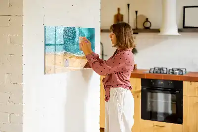 Tablă magnetică cu ștergere uscată cu model plajă marină și oameni