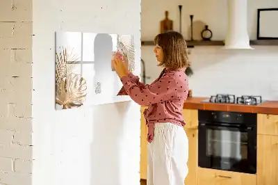 Tablă magnetică cu ștergere uscată cu model de frunze exotice