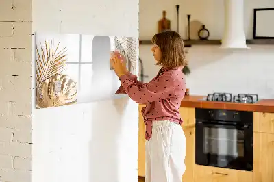 Tablă magnetică cu ștergere uscată cu model de frunze exotice