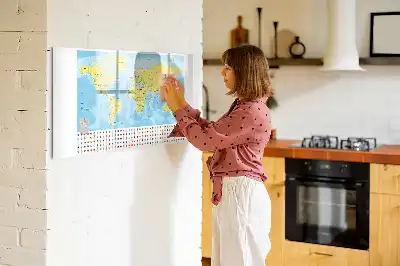 Tablă magnetică cu ștergere uscată cu harta lumii