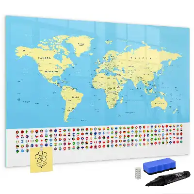 Tablă magnetică cu ștergere uscată harta clasică a lumii