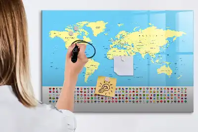 Tablă magnetică cu ștergere uscată harta clasică a lumii