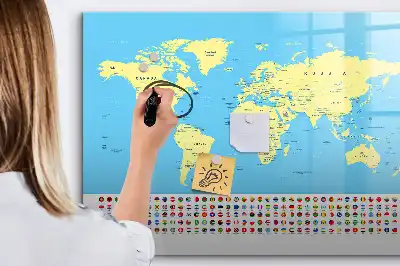 Tablă magnetică cu ștergere uscată harta clasică a lumii