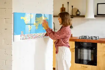 Tablă magnetică cu ștergere uscată harta clasică a lumii