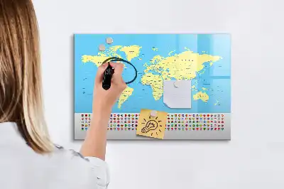 Tablă magnetică cu ștergere uscată harta clasică a lumii