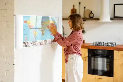 Tablă magnetică cu ștergere uscată cu harta geografică a lumii