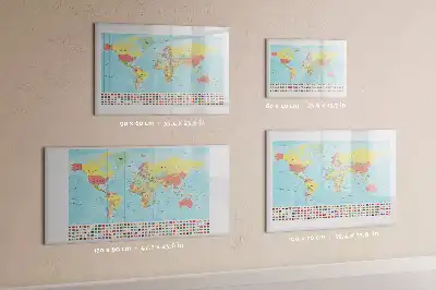 Tablă magnetică cu ștergere uscată cu harta geografică a lumii