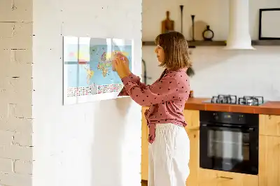 Tablă magnetică cu ștergere uscată cu harta geografică a lumii