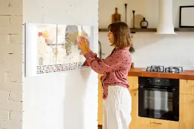Tablă magnetică cu ștergere uscată cu design hartă a lumii
