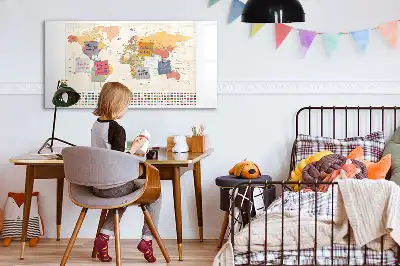 Tablă magnetică cu ștergere uscată cu design hartă a lumii