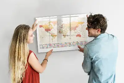 Tablă magnetică cu ștergere uscată cu design hartă a lumii
