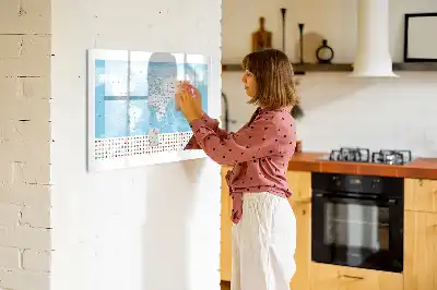 Tablă magnetică cu ștergere uscată cu hărțile continentelor