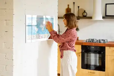 Tablă magnetică cu ștergere uscată cu hărțile continentelor