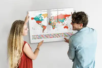 Tablă magnetică cu ștergere uscată harta colorată a lumii