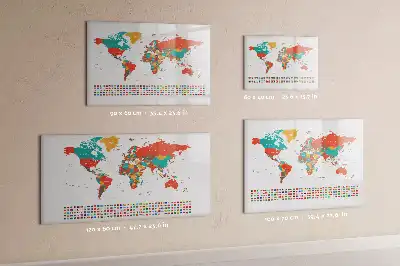 Tablă magnetică cu ștergere uscată harta colorată a lumii