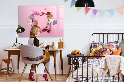Tablă magnetică cu ștergere uscată design în formă de inimă din flori