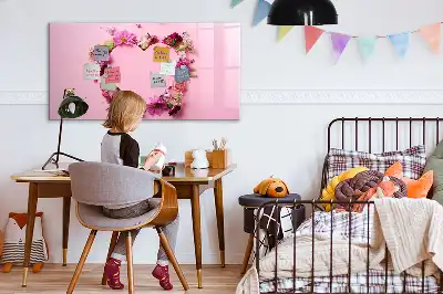 Tablă magnetică cu ștergere uscată design în formă de inimă din flori