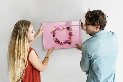 Tablă magnetică cu ștergere uscată design în formă de inimă din flori