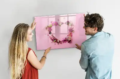 Tablă magnetică cu ștergere uscată design în formă de inimă din flori
