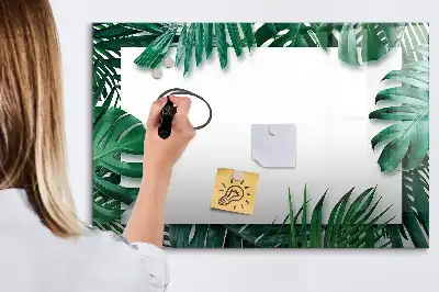 Tablă magnetică cu ștergere uscată cu model de frunze exotice
