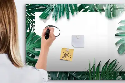 Tablă magnetică cu ștergere uscată cu model de frunze exotice