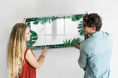 Tablă magnetică cu ștergere uscată cu model de frunze exotice