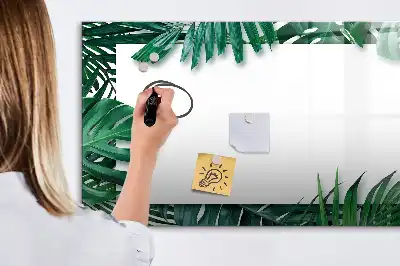 Tablă magnetică cu ștergere uscată cu model de frunze exotice