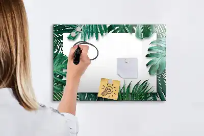 Tablă magnetică cu ștergere uscată cu model de frunze exotice
