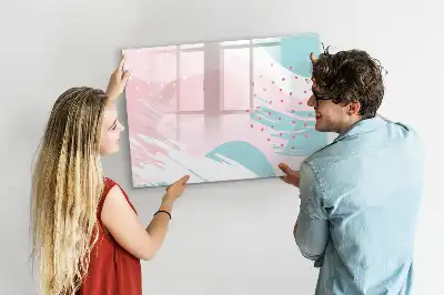 Tablă magnetică cu ștergere uscată model cu abstracție pastelată