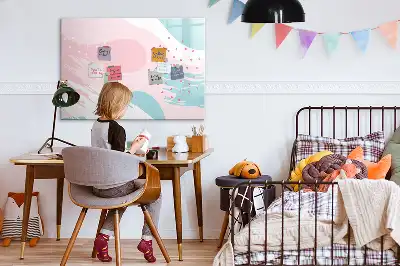 Tablă magnetică cu ștergere uscată model cu abstracție pastelată