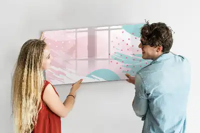 Tablă magnetică cu ștergere uscată model cu abstracție pastelată