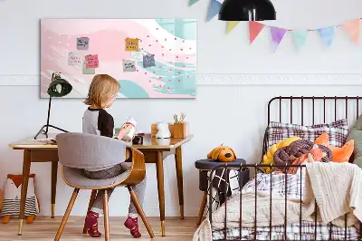 Tablă magnetică cu ștergere uscată model cu abstracție pastelată