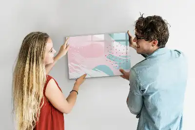 Tablă magnetică cu ștergere uscată model cu abstracție pastelată