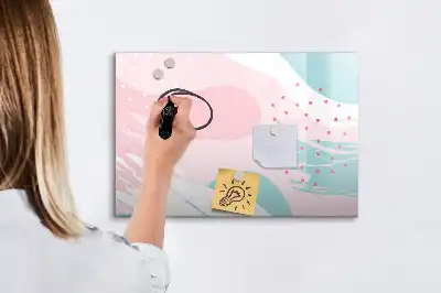 Tablă magnetică cu ștergere uscată model cu abstracție pastelată