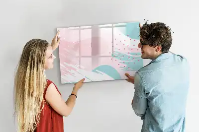 Tablă magnetică cu ștergere uscată model cu abstracție pastelată
