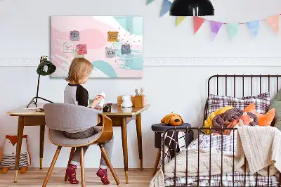 Tablă magnetică cu ștergere uscată model cu abstracție pastelată