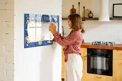 Tablă magnetică cu ștergere uscată planificator săptămânal cosmic