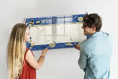 Tablă magnetică cu ștergere uscată planificator săptămânal cosmic